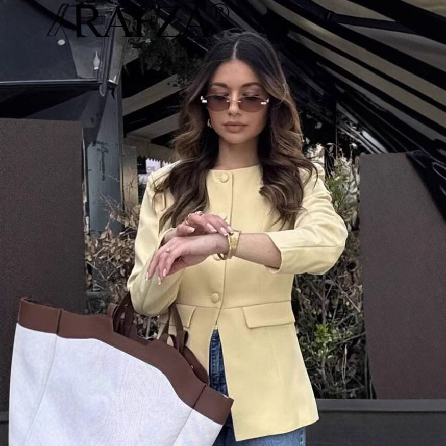 Damen Strukturierte Blazerjacke mit eleganter Knopfleiste und aufgesetzten Taschen Sovae