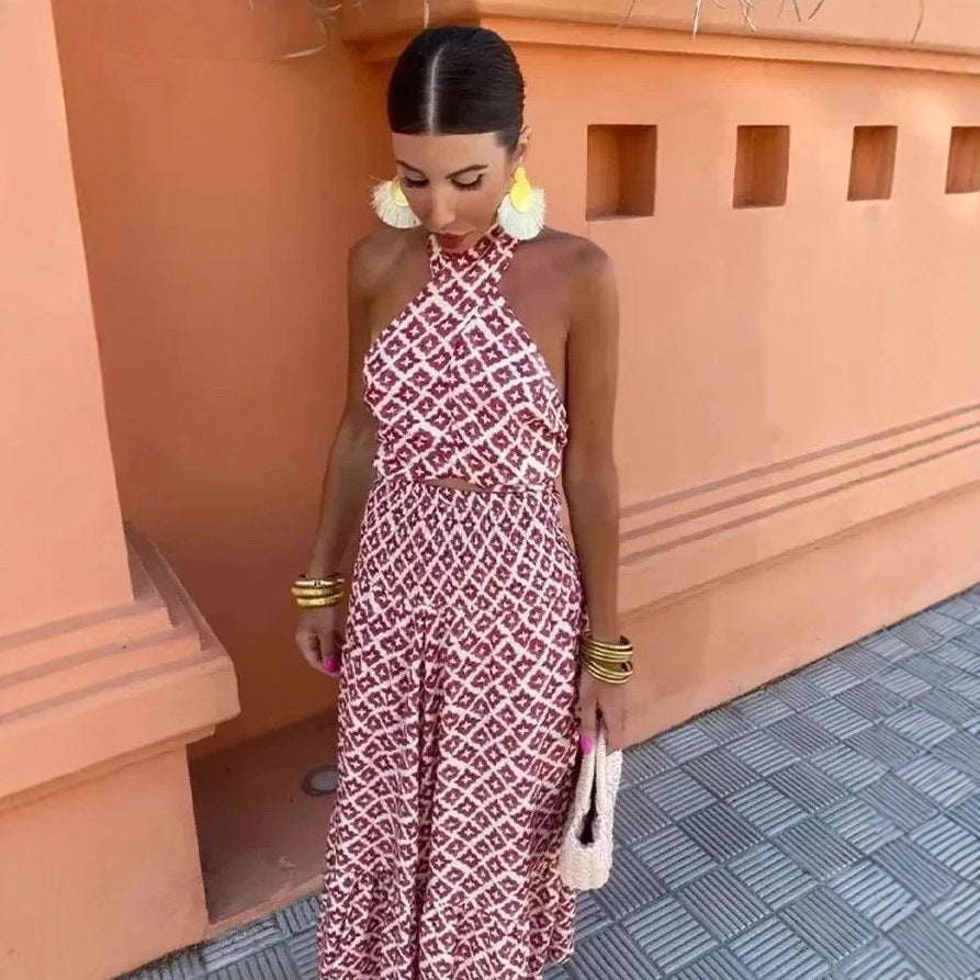 Damen Maxikleid mit raffiniertem Oberteil und floralem Design Sovae