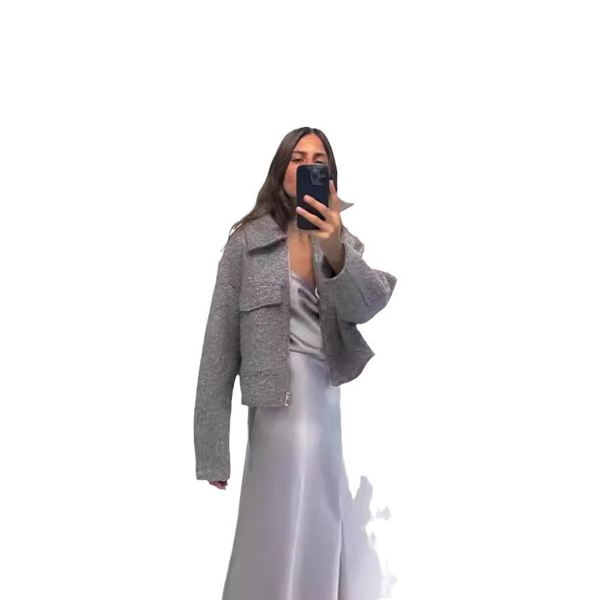 Damen trendige Wolljacke mit praktischen Taschen Sovae