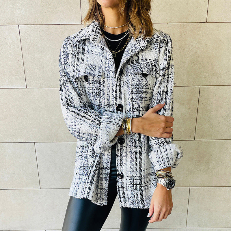 Damen lässige Karo-Hemdjacke Sovae