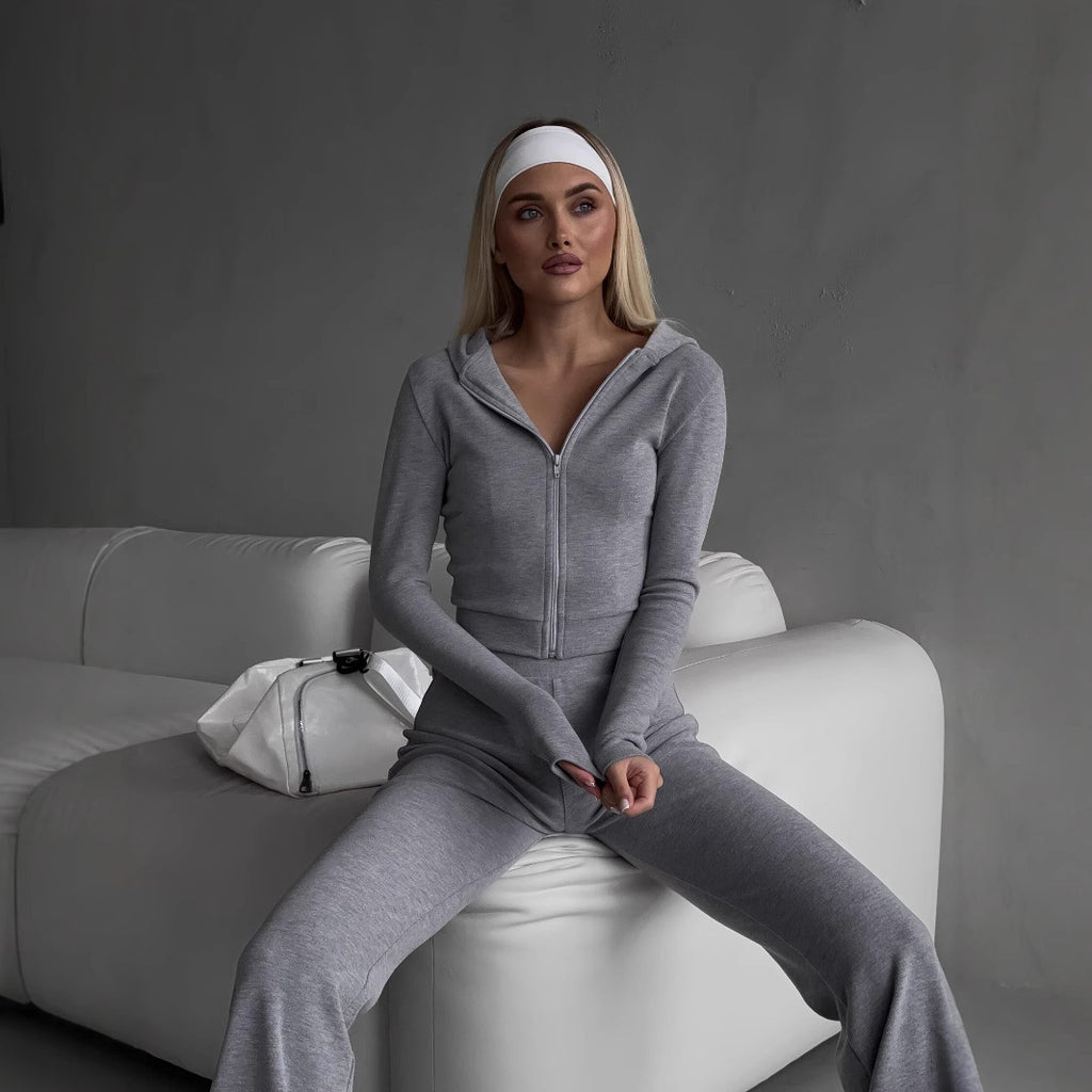 Damen Sportlicher Loungewear-Anzug mit hohem Kragen Sovae