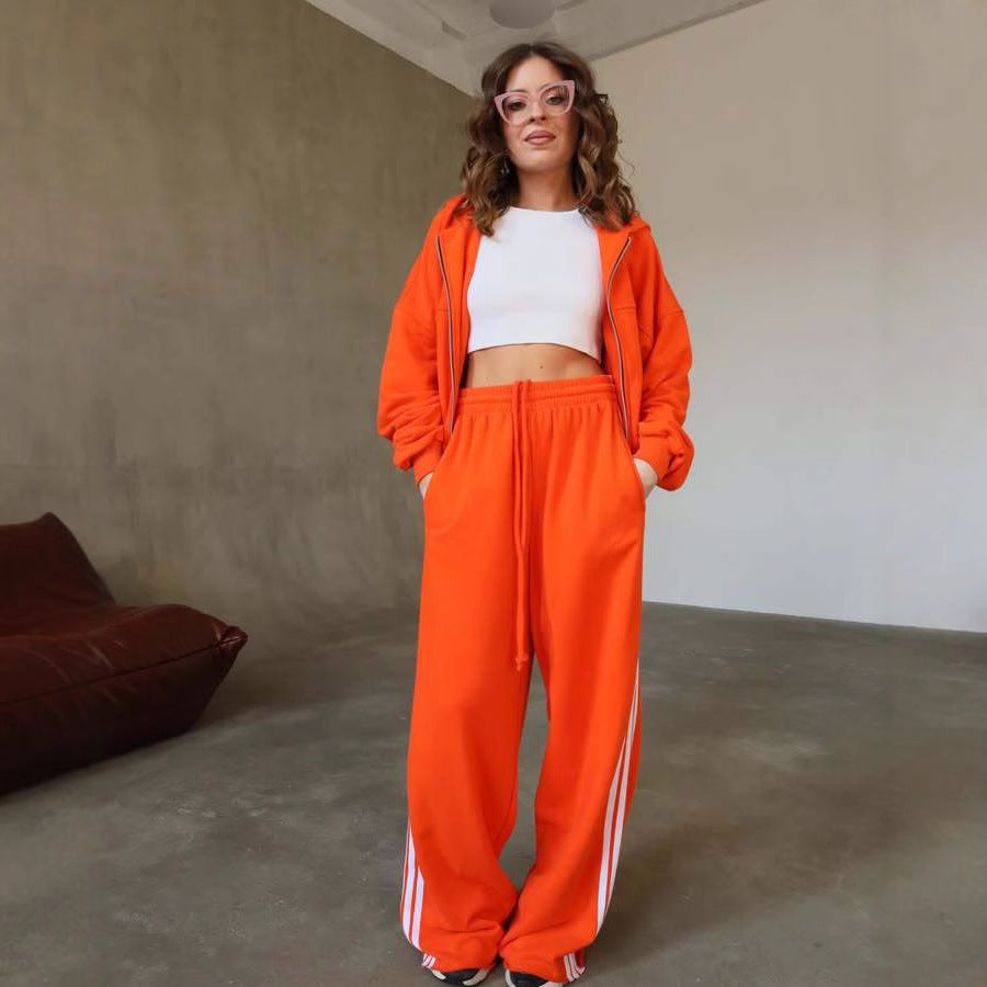 Damen Sportliches Loungewear-Set mit cropped Jacke und bequemen Jogginghosen Sovae