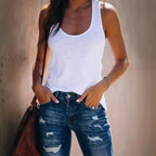 Damen Zerstörte Skinny Jeans mit hoch geschnittenem Bund und modischen Details Sovae