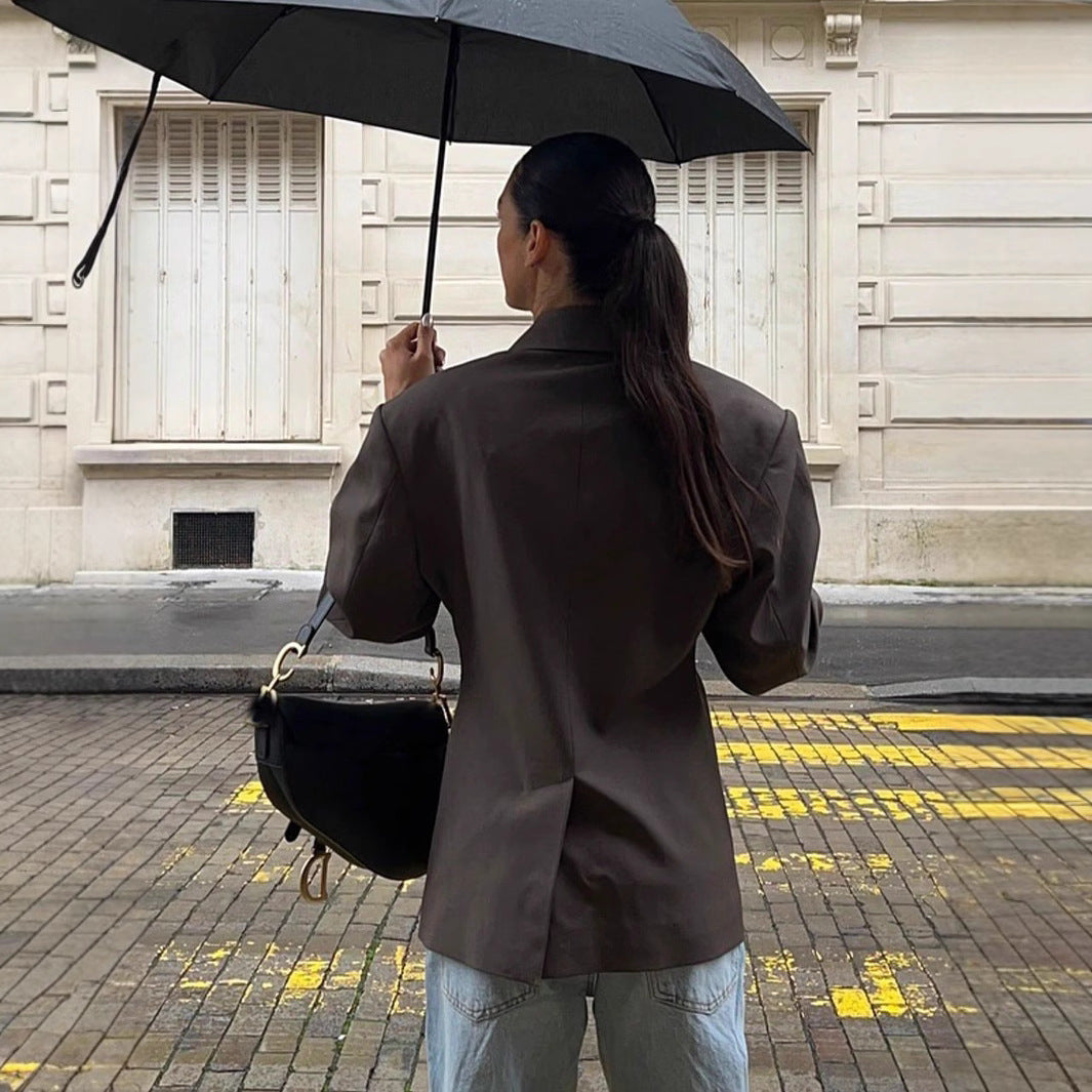 Damen elegante Blazerjacke im minimalistischen Design mit praktischen Taschen Sovae