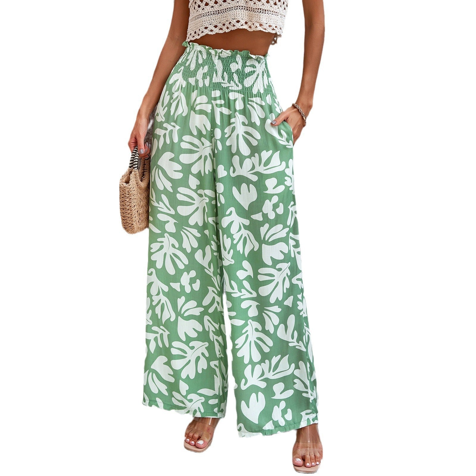 Damen Weite Palazzo-Hose mit floralem Muster Sovae
