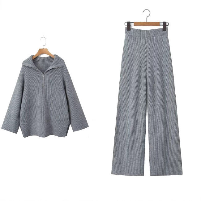 Damen lässiges Strickset mit hohem Kragen und weitem Schnitt Sovae