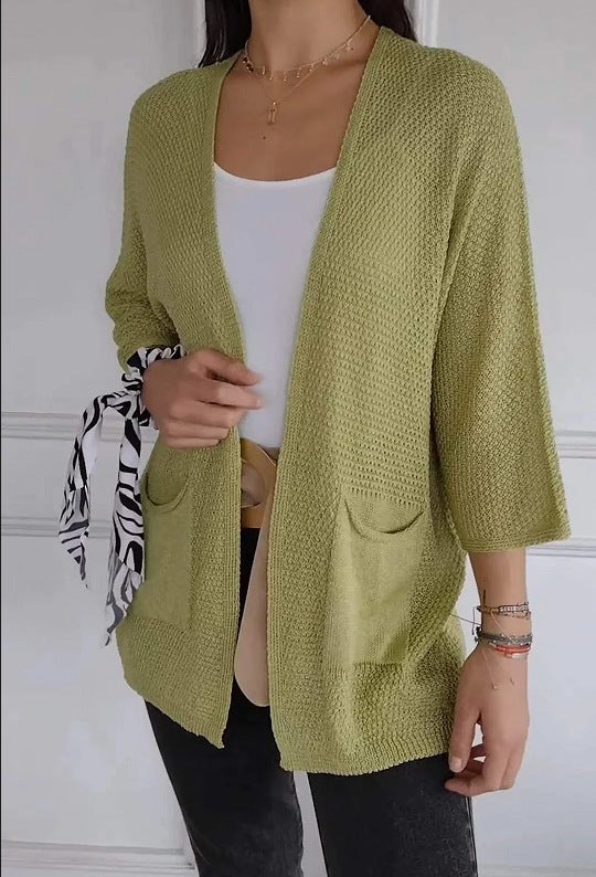 Damen lässige Strickjacke mit praktischen Taschen Sovae