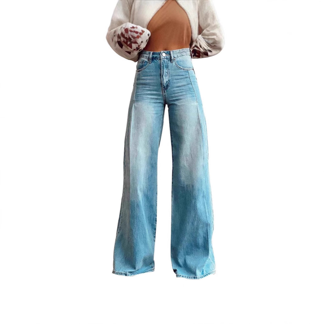 Damen Weit geschnittene High-Waist Jeans Sovae