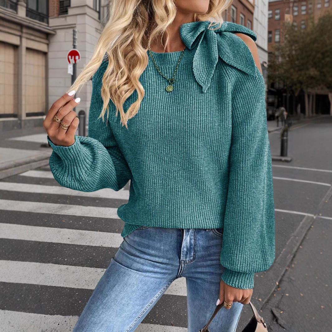 Damen lässiger Pullover mit besonderem Schulterdesign Sovae