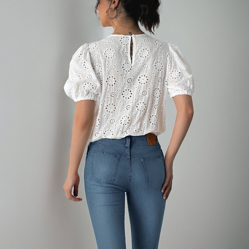 Damen Bluse mit Rüschen und raffiniertem Schnürdetail Sovae