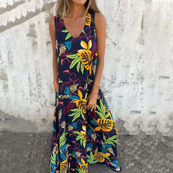 Damen Maxikleid mit Tropenprint Sovae