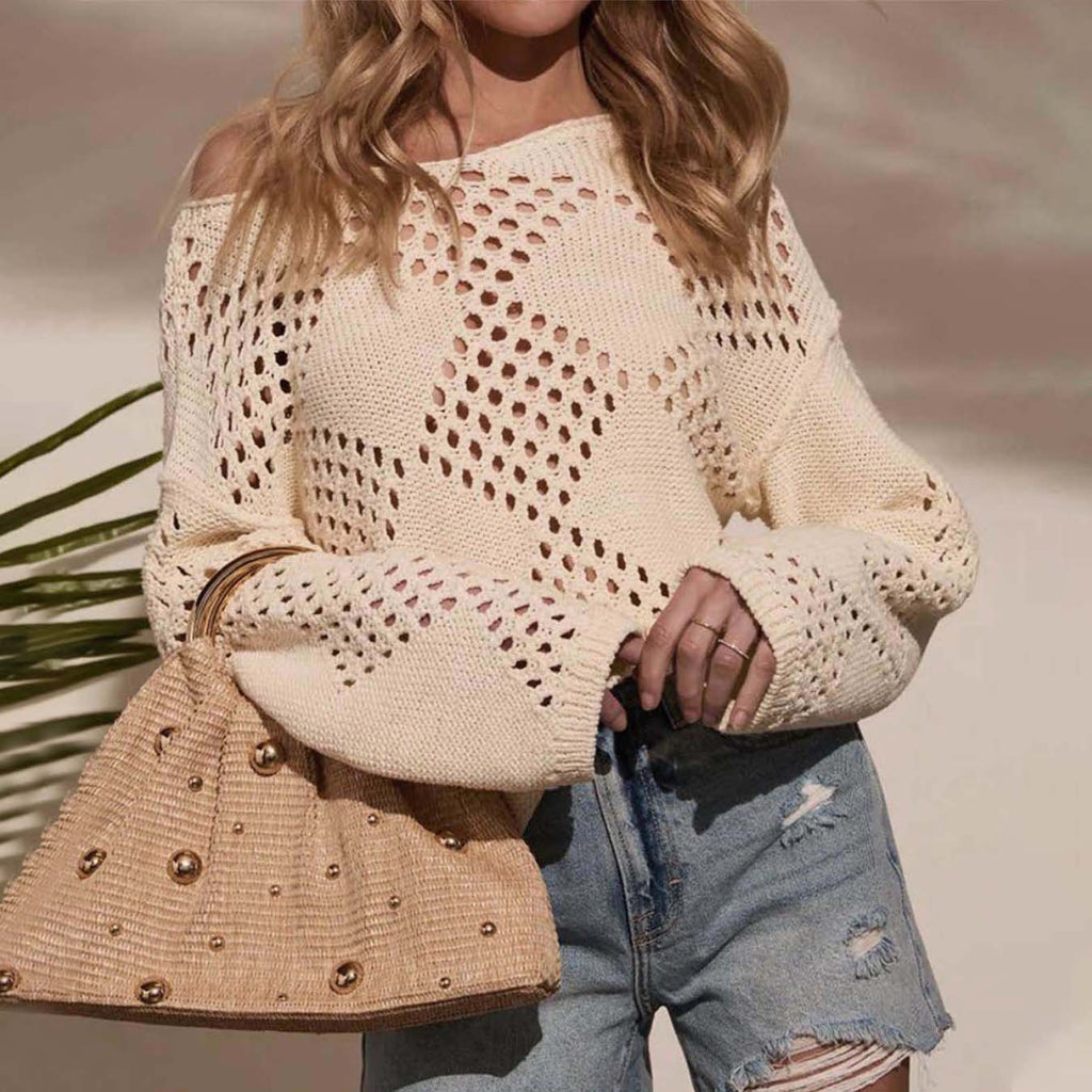 Damen offener Strickpullover mit luftiger Maschenstruktur Sovae