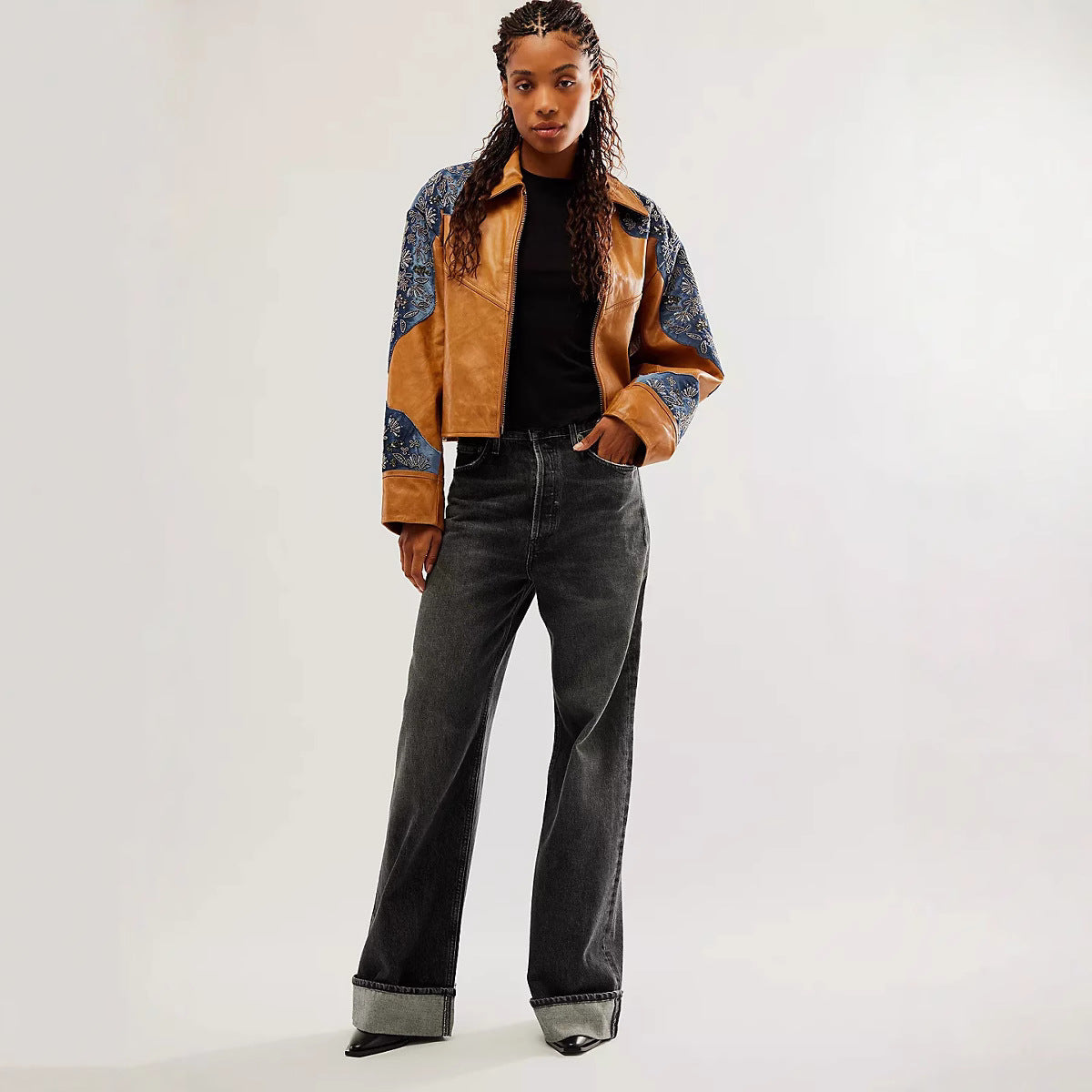 Damen Hochtaillierte Weite Jeans Sovae