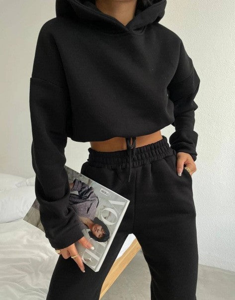 Damen cropped Hoodie und Jogginghose Set Sovae