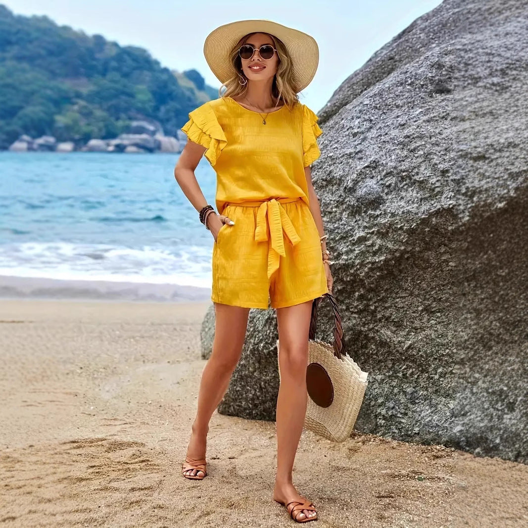 Damen Bequemer Jumpsuit mit Rüschendetails Sovae