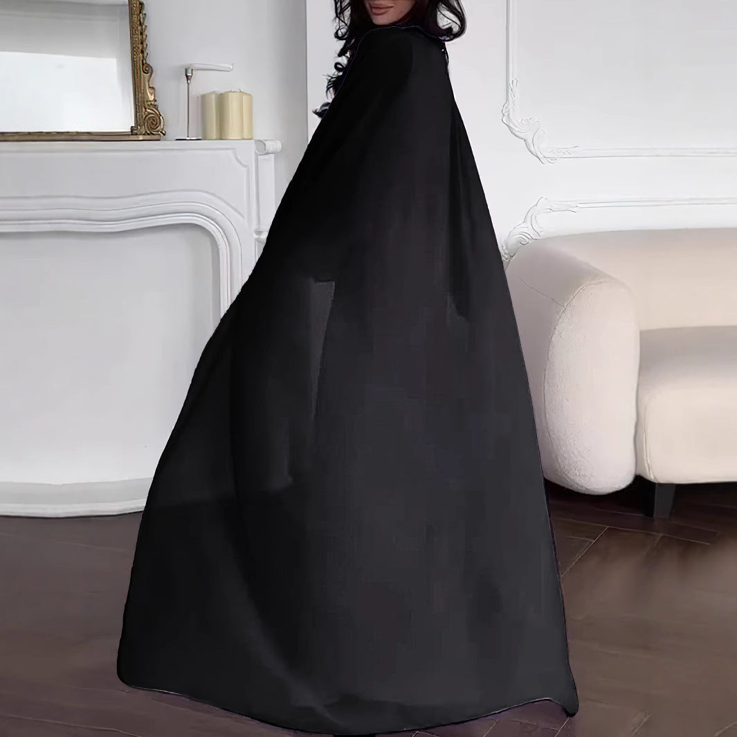 Damen Maxikleid mit fließendem Satin und transparentem Überwurf Sovae