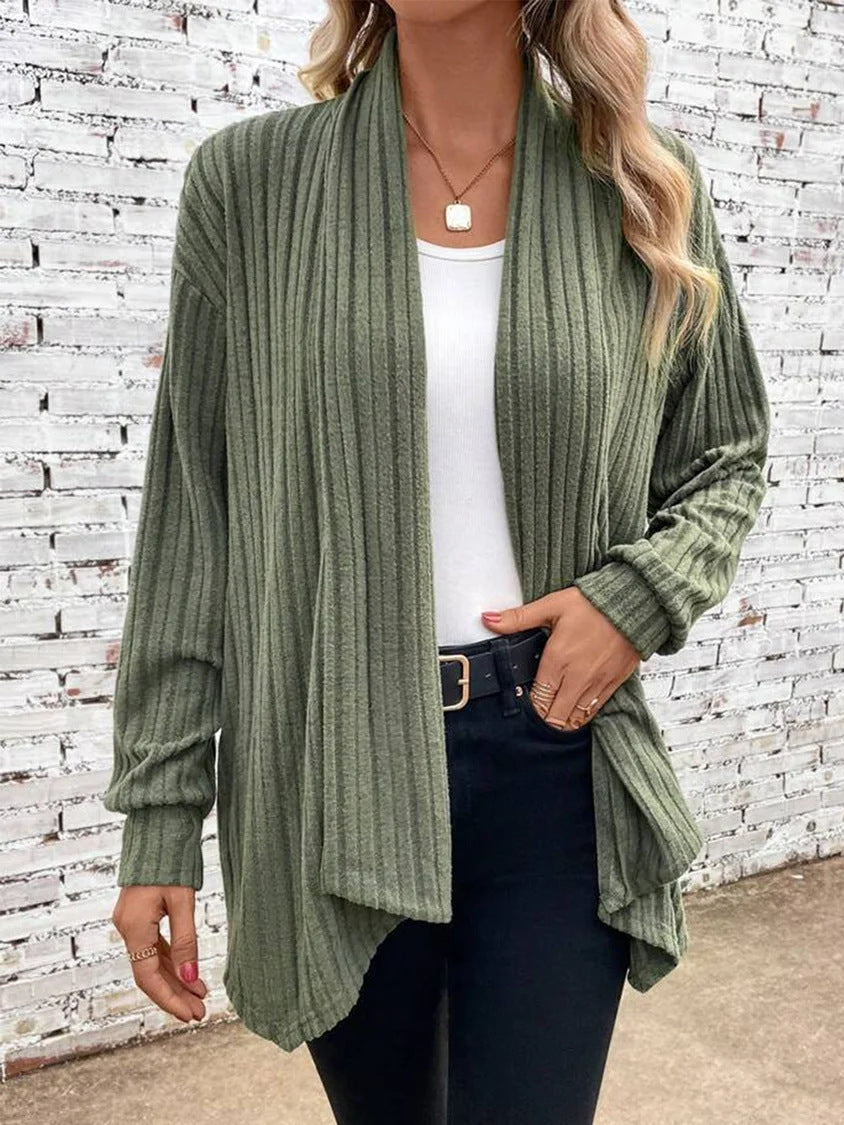 Damen offener Strickcardigan mit vertikalen Streifen Sovae
