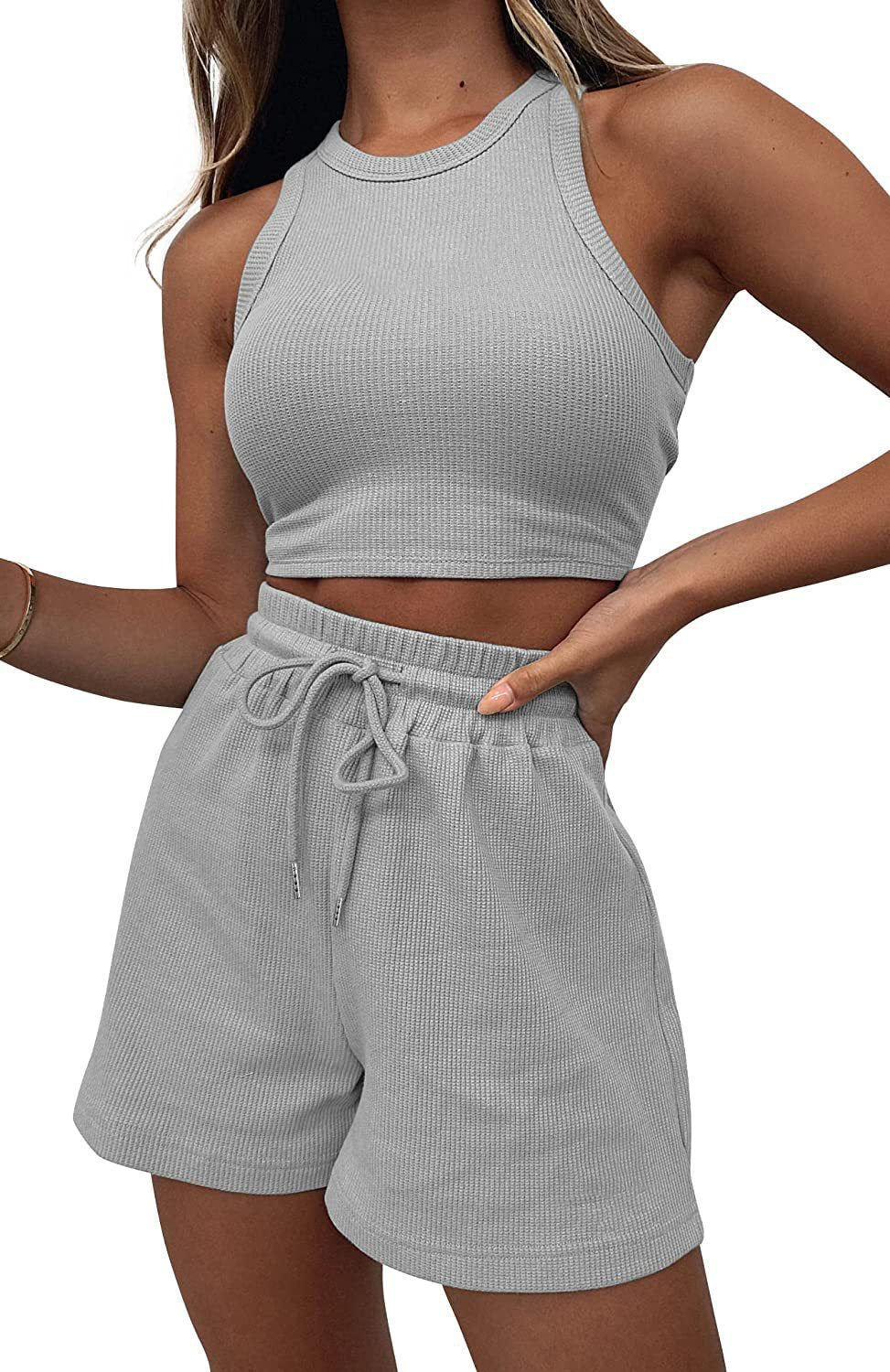 Damen Sportliches Crop-Top und Shorts Set Sovae