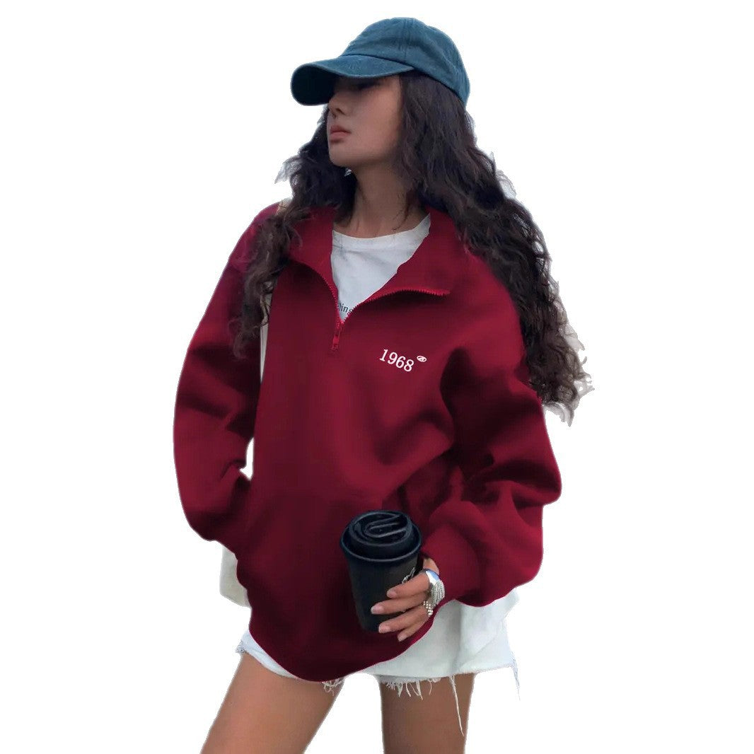 Damen Oversized Fleece-Hoodie mit hohem Kragen Sovae