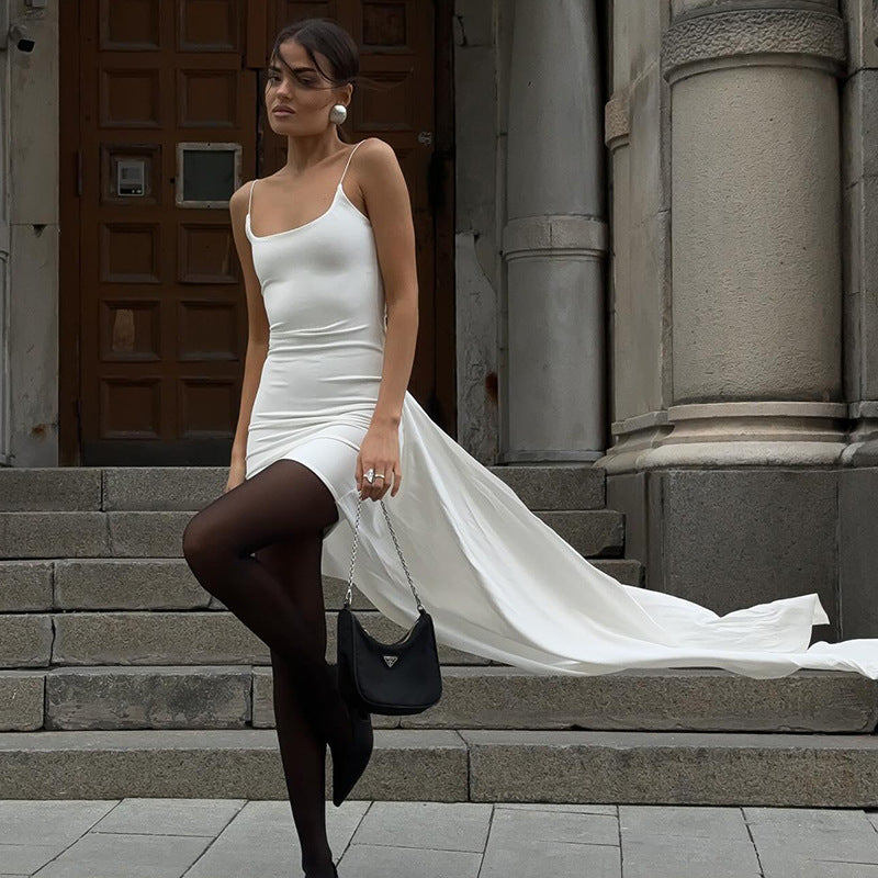 Damen Mini-Kleid mit asymmetrischem Saum und Drapierung Sovae