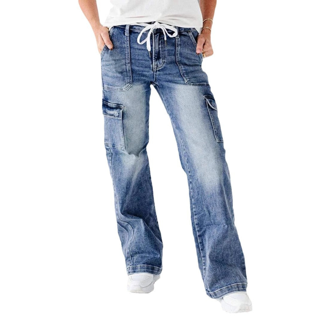 Damen Cargo-Jeans mit weitem Schnitt und elastischem Bund Sovae