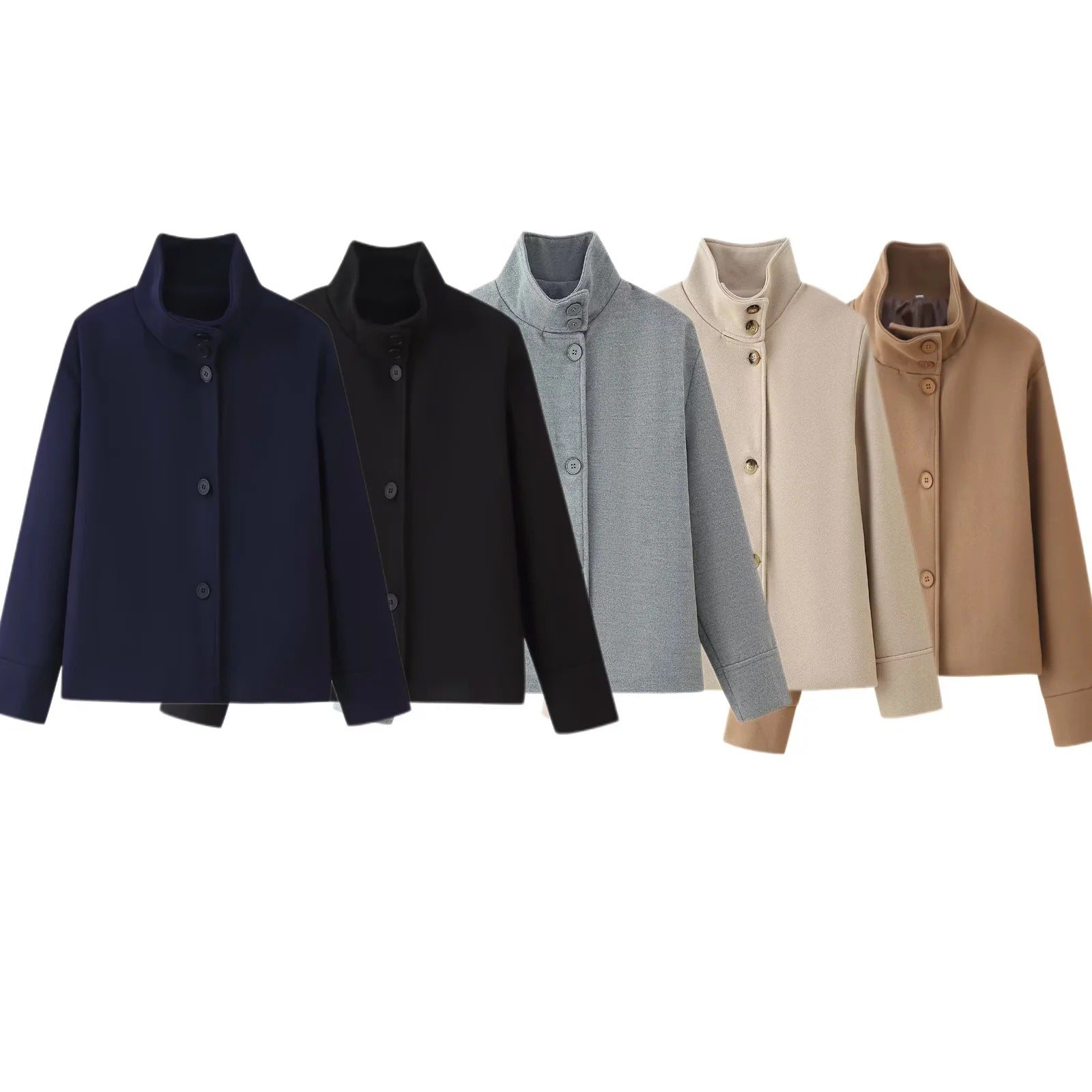 Damen modische Übergangsjacke mit elegantem Kragen und praktischen Knopfdetails Sovae