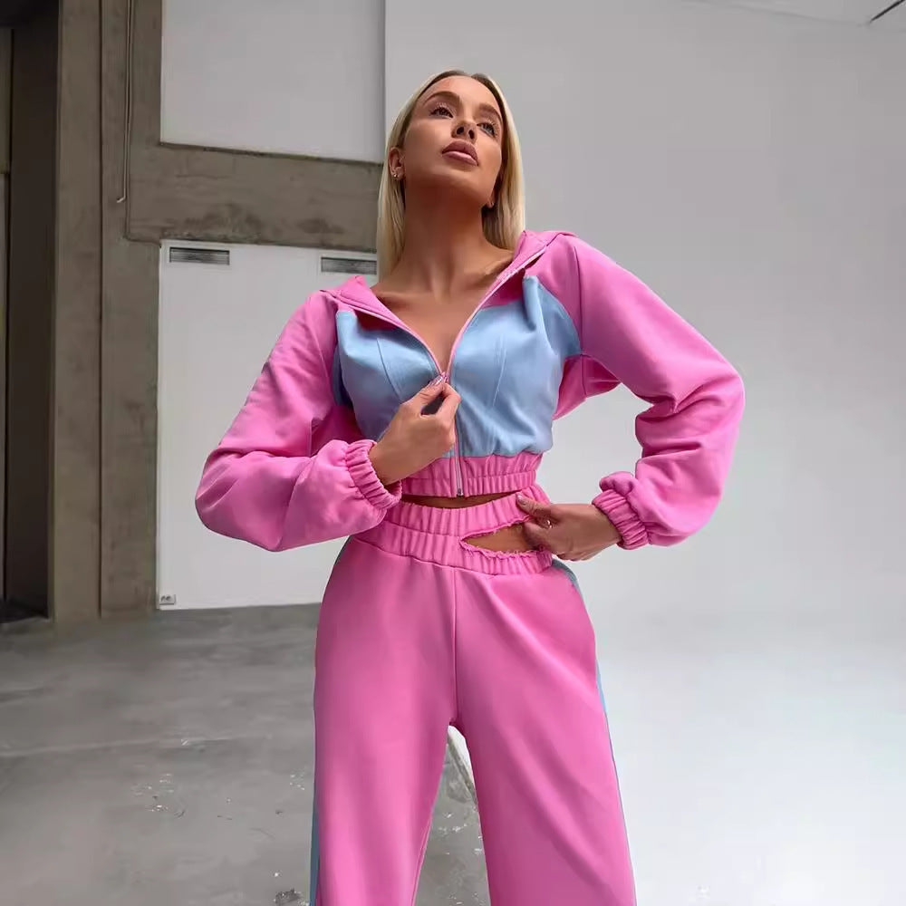 Damen Sportliches Loungewear-Set mit Kapuze und weitem Schnitt Sovae