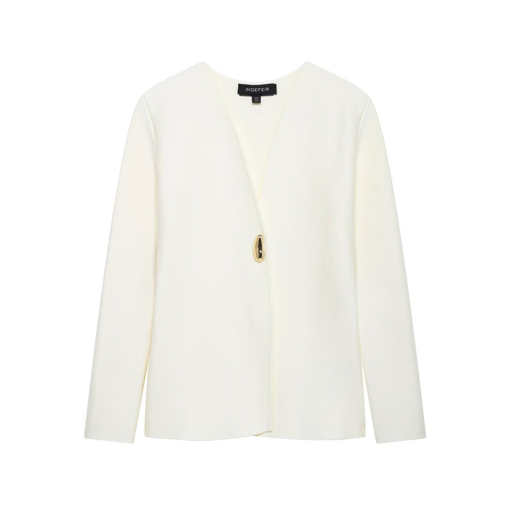 Damen elegante Blazerjacke mit asymmetrischem Schnitt und auffälligem Knopf Sovae