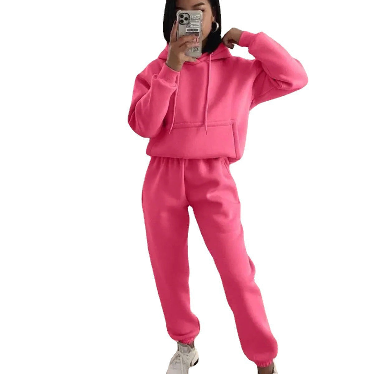 Damen lässiger Fleece-Hoodie und Jogginghose Set Sovae