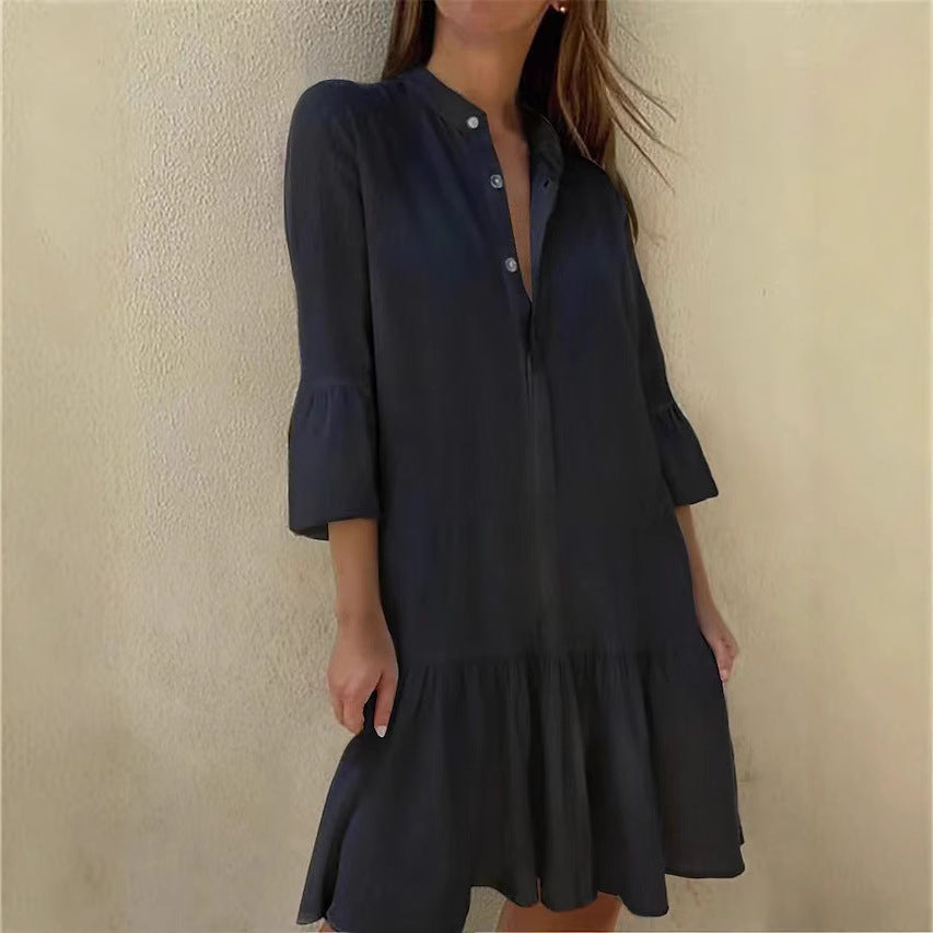Damen Hemdkleid mit Rüschen Sovae