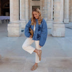 Damen Steppjacke mit floralem Design und elastischen Ärmeln Sovae