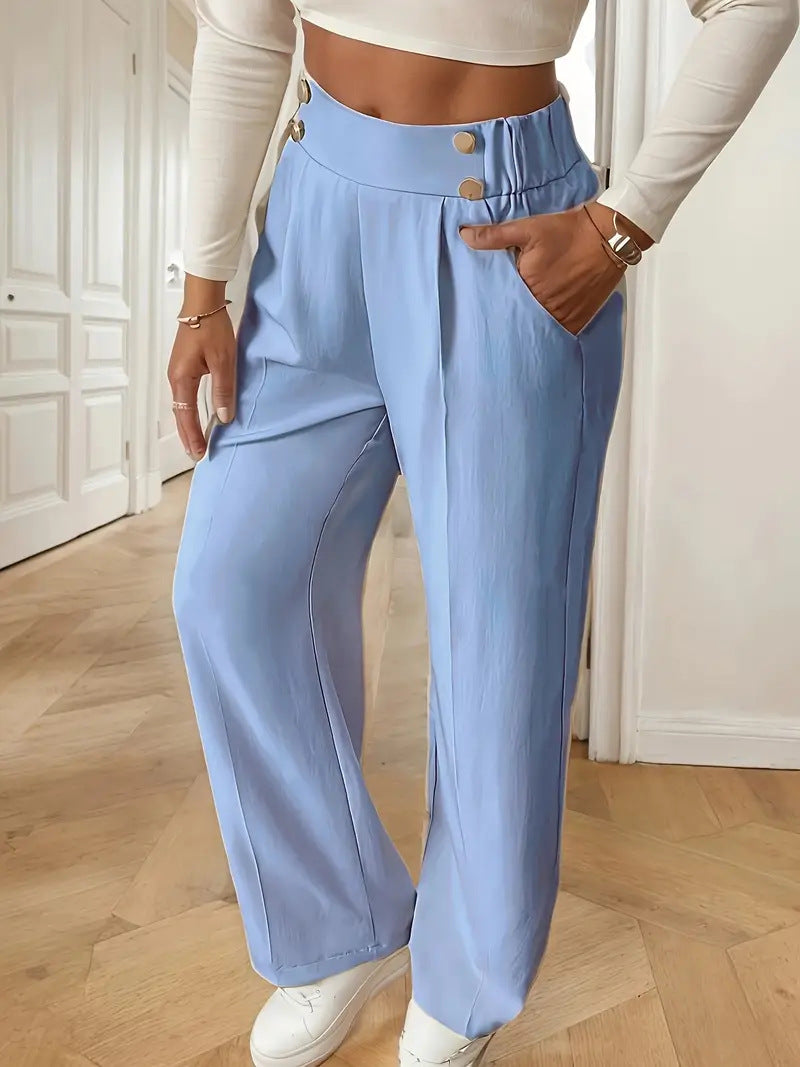 Damen Hochbundhose mit eleganter Knopfdetails Sovae