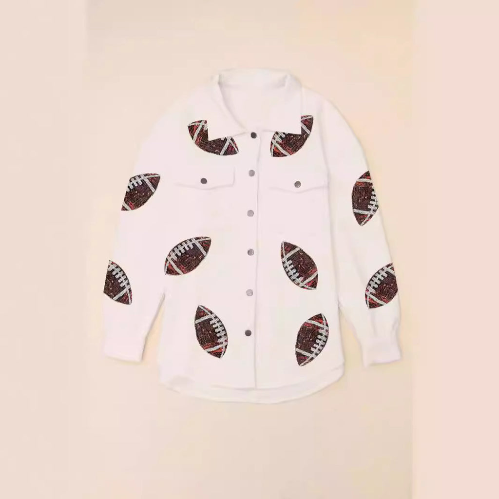 Damen Oversized Jacke mit Football-Design und praktischen Taschen Sovae