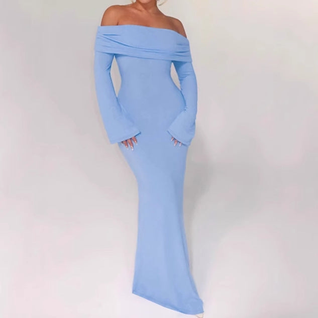 Damen Off-Shoulder Maxikleid mit kreativen Cut-Out-Details und figurbetontem Design Sovae