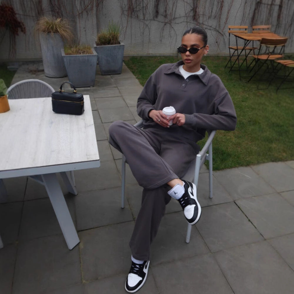 Damen Sportliches Loungewear-Set mit Polokragen Sovae