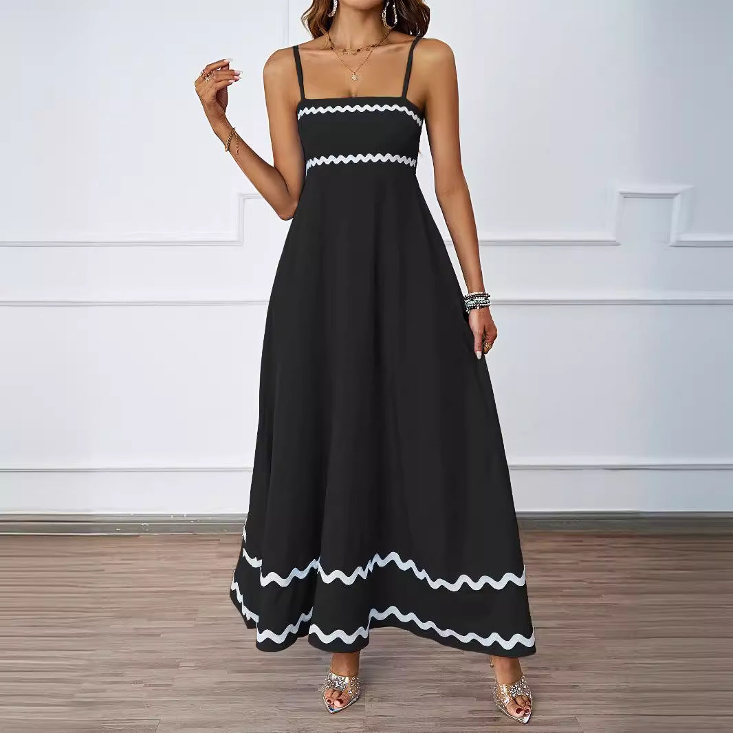 Damen langes Maxikleid mit dekorativem Saum Sovae