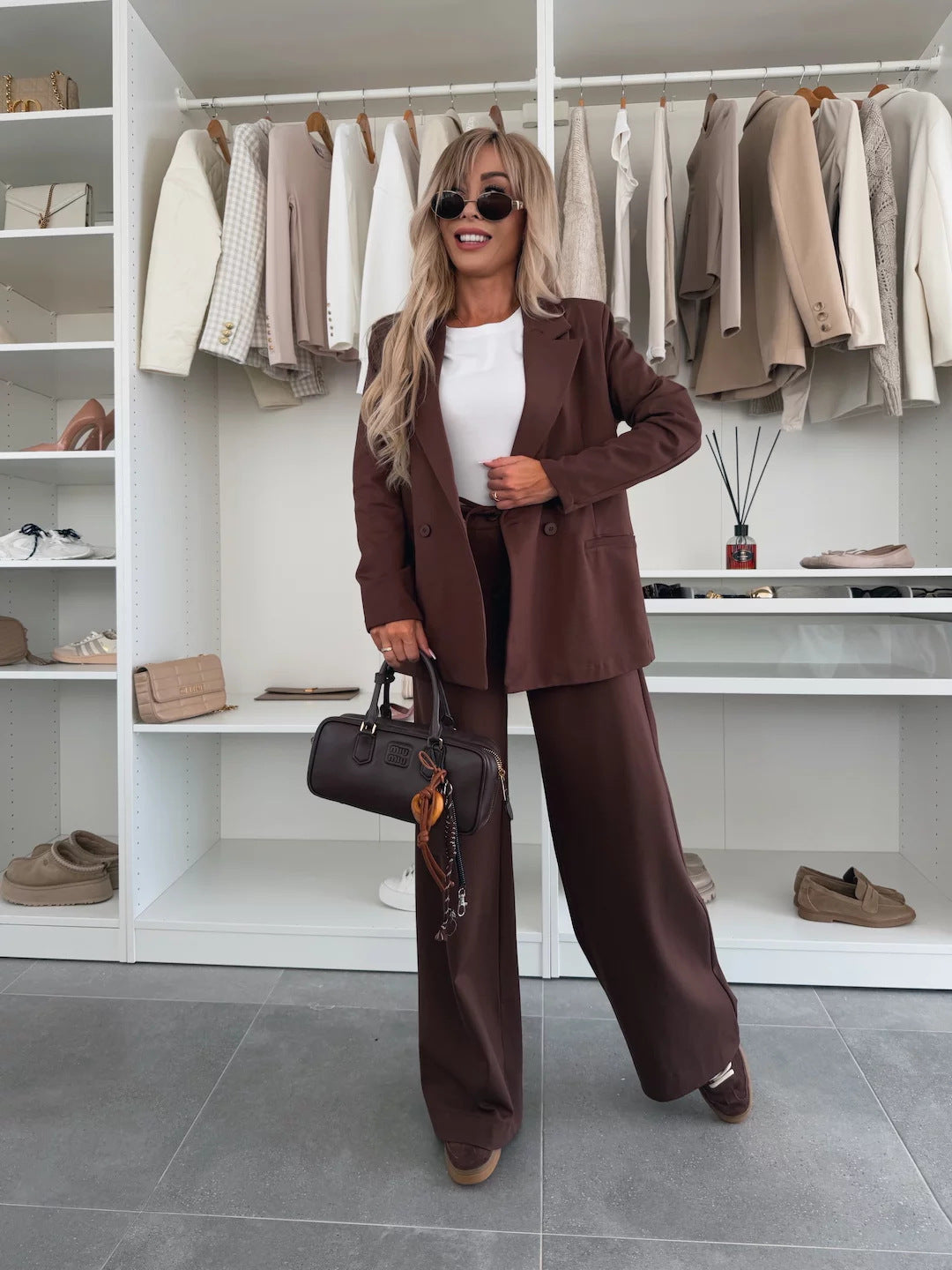 Damen elegantes und lässiges Anzug-Set mit weitem Schnitt Sovae