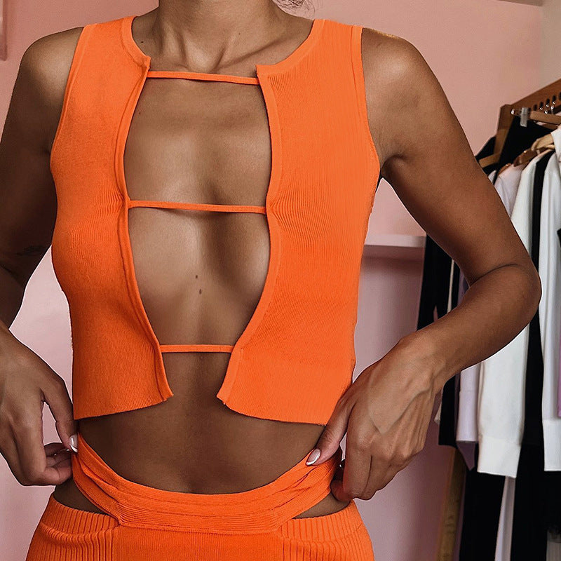 Damen modisches Crop-Top mit Cut-Out-Designelementen Sovae