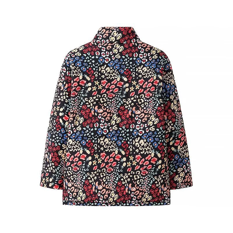 Damen gesteppte Jacke im modischen Leopardenprint Sovae