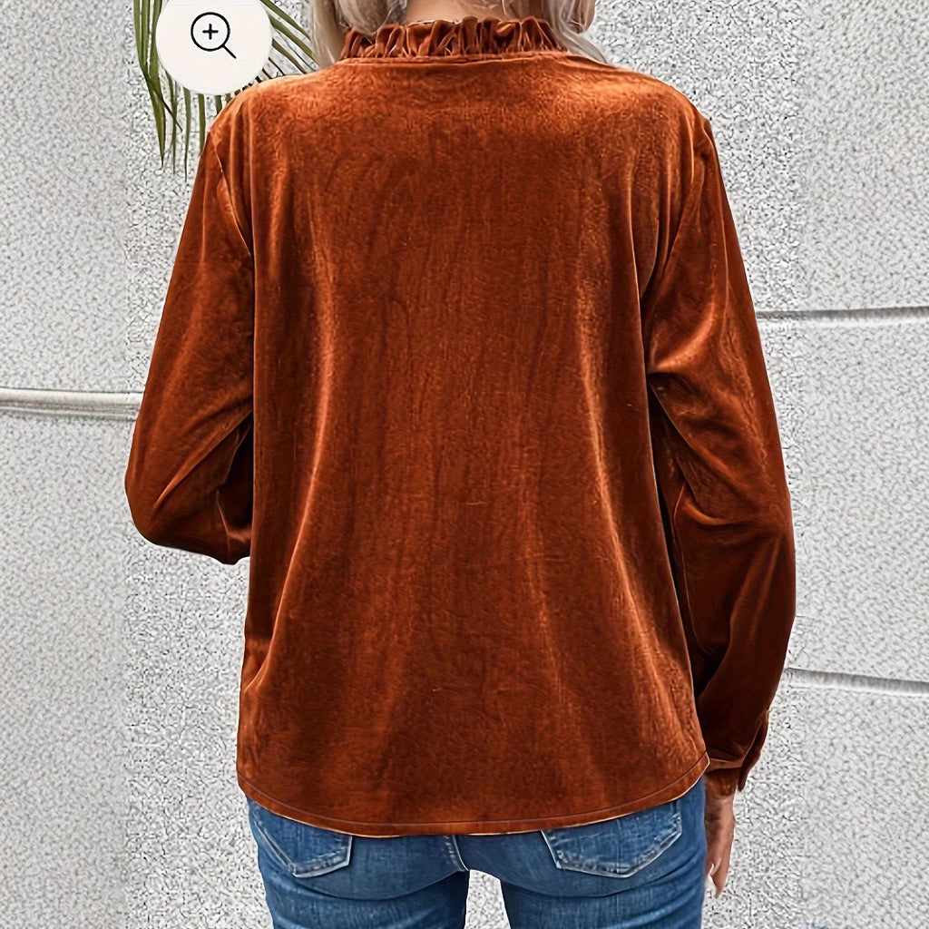 Damen elegantes Blusenoberteil mit Rüschendetails Sovae