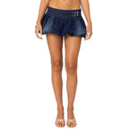 Damen lässige Denim-Shorts mit voluminösem Saum Sovae