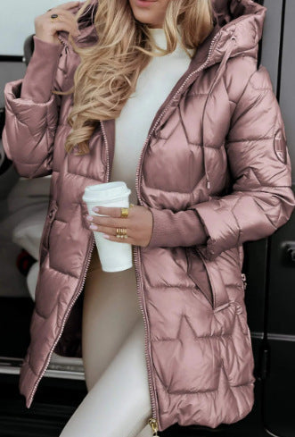 Damen Sportliche Daunenjacke mit Kapuze und Reißverschluss Sovae