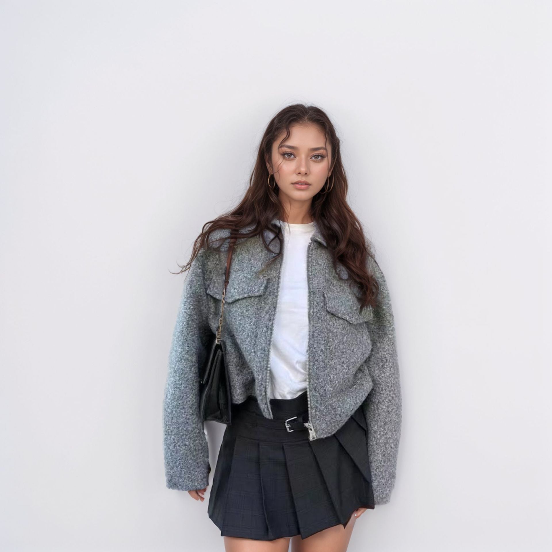 Damen trendige Wolljacke mit praktischen Taschen Sovae