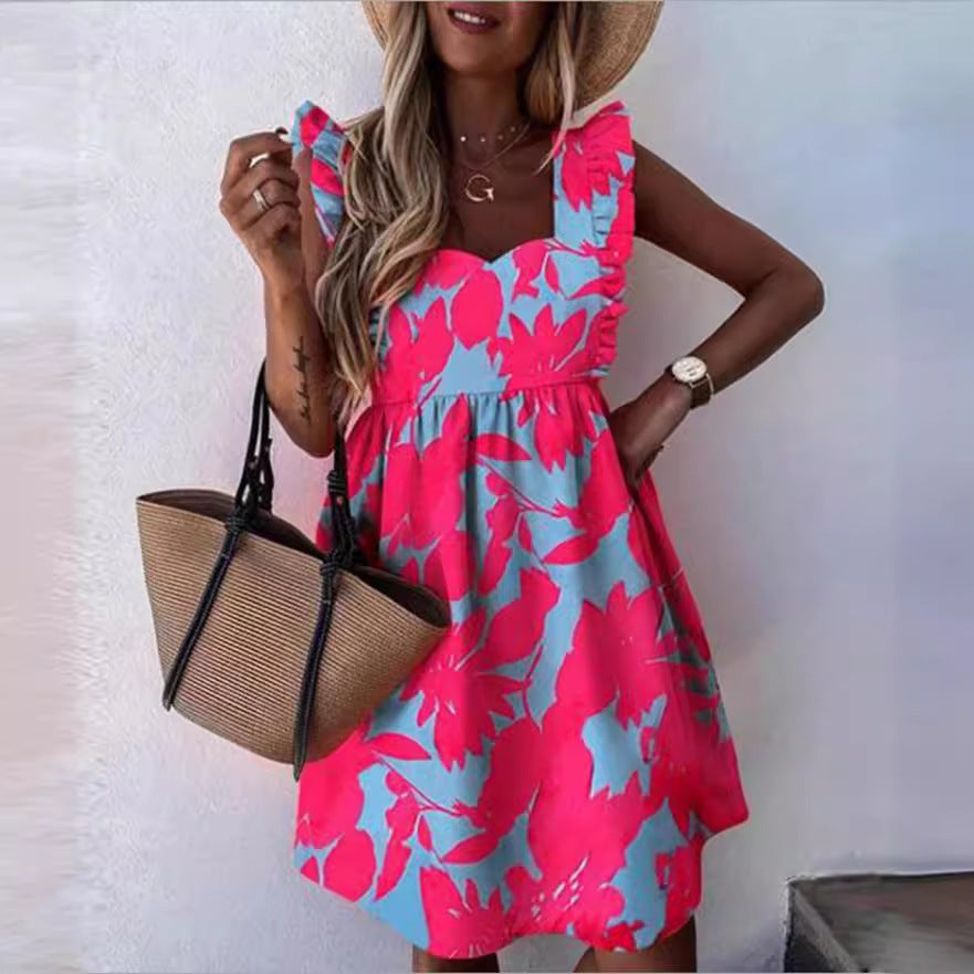 Damen verspieltes Sommerkleid mit Rüschendetails Sovae