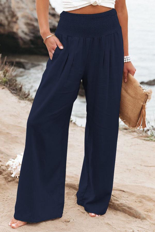 Damen Weit geschnittene Sommerhose mit elastischem Bund und luftiger Passform Sovae