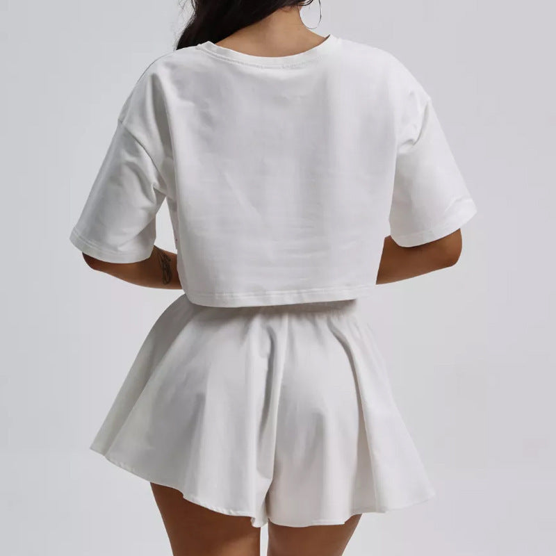 Damen sportliches Crop-Top und Shorts Set Sovae