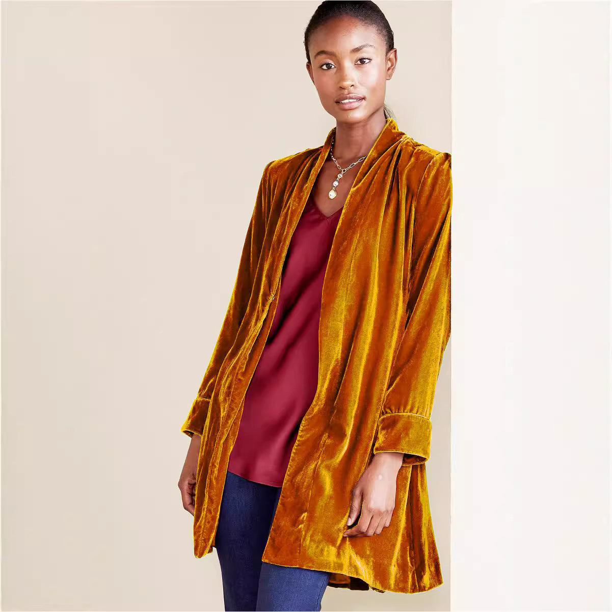 Damen luxuriöse Veloursjacke Sovae