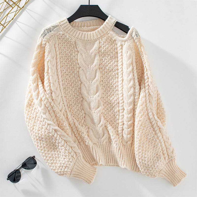 Damen Grobstrickpullover mit eleganter Struktur und modischen Puffärmeln Sovae