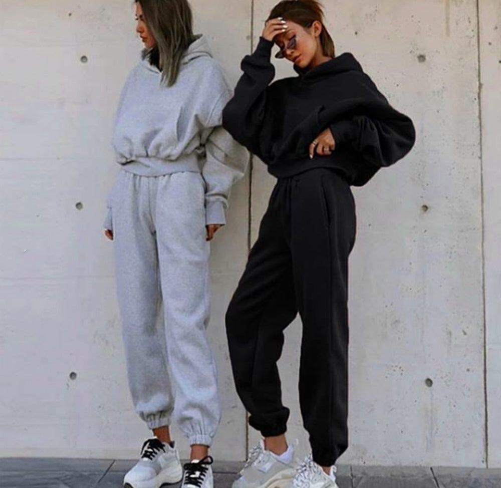 Damen Fleece-Jogginganzug mit Oversized-Hoodie und elastischem Bund Sovae
