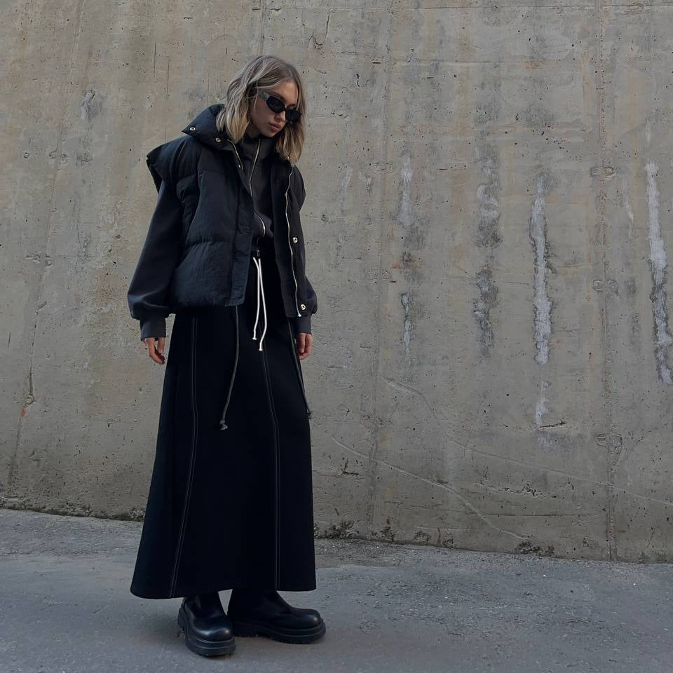 Damen Langer, lässiger Jersey-Rock mit elastischem Bund Sovae